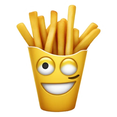 smiley emoji using a french fry as a cigarette  sticker
