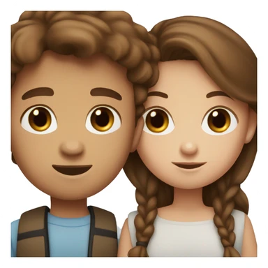 Blue-eyed brown-haired boy with brown-eyed brown-haired girl sticker