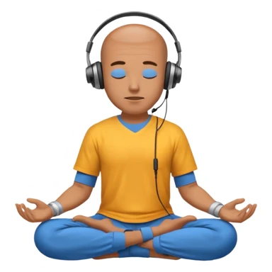 man meditating with headphones sticker