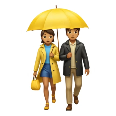 Couple under yellow umbrella, City Rain Scenes sticker