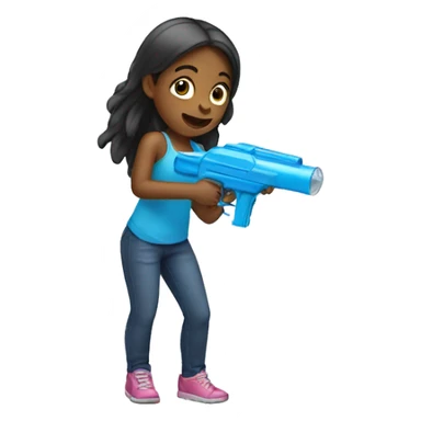 girl holding water gun sticker