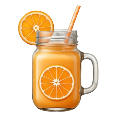 orange smoothie emoji mason jar filled with orange smoothie, orange slice garnish, fresh and vibrant sticker