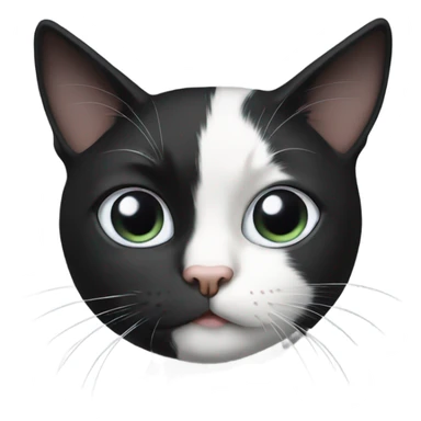 Black and white cat black towards left eye sticker