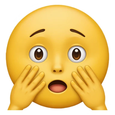 shocked emoji face, yellow round face, hands covering face sticker