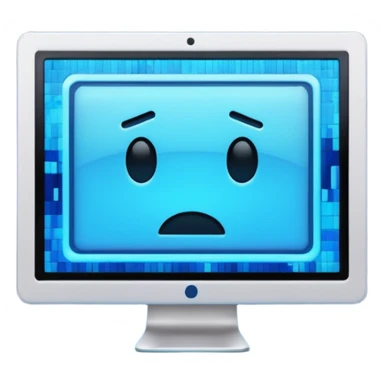 make a computer screen with a error emoji sticker