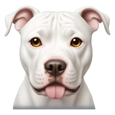 White Pit bull with an odd shape brown spot on the right eye area sticker