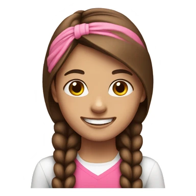 cheerful girl with braces and brown hair and pink headband sticker