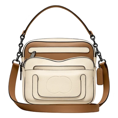 Coach Men Crossbody Bag in Pebbled Leather all white beige rectangle
 sticker