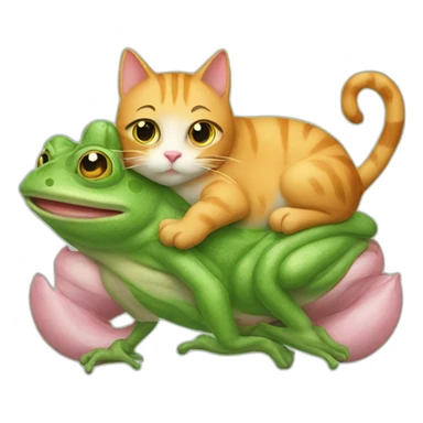 cat with a piggy nose riding a frog sticker