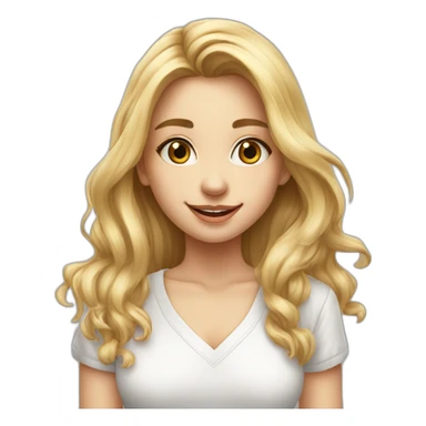 Описание 1girl, solo, long hair, looking at viewer, smile, blonde hair, shirt, holding, closed mouth, white shirt, lips, tattoo, realistic, print shirt sticker