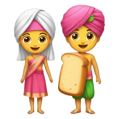 Make boy and girl image, boy with turban and little bread and girl with punjabi suit and both smilie sticker