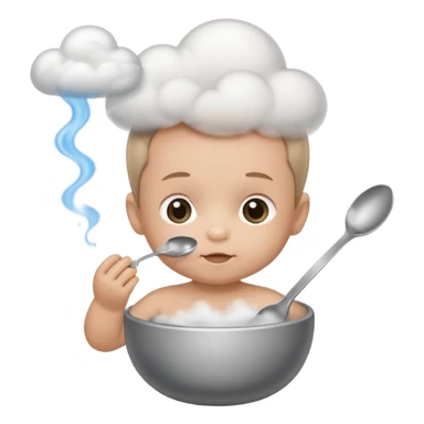 Baby with a spoon in one hand and lighter in the other with smoke (not fire) coming off the spoon.  sticker