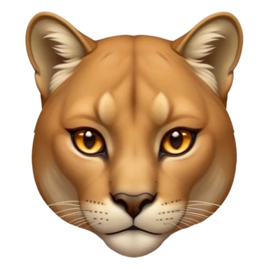 Cinematic Noble Cougar Portrait Emoji, Poised and regal, with a lithe, muscular build and a sleek, tawny Fur with subtle dark accents, deep-set soulful amber eyes, Simplified yet sharp and sophisticated features, highly detailed, glowing with a warm, dignified glow, high shine, intelligent and stealthy, stylized with an air of wild elegance, focused and attentive, soft glowing outline, capturing the essence of a watchful and confident predator, so majestic it feels as though it could silently pounce out of the screen with effortless authority! sticker