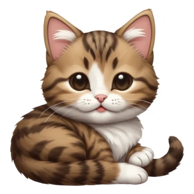 dark brown tabby and white kitten in funny positions upside down with eyes closed sticker