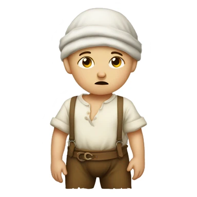 Sad European peasant baby in pants sticker