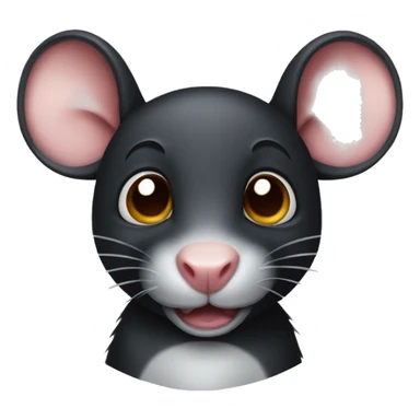 black cute rat with bitten ear sticker