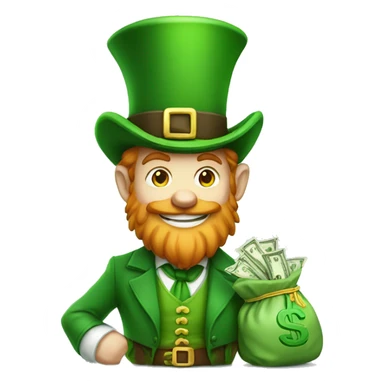 leprechaun with bag of money sticker