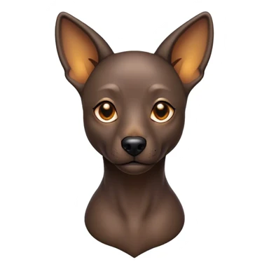 Cinematic Noble Xoloitzcuintle dog Portrait Emoji, Poised and regal, with a sleek, muscular build and smooth, hairless ebony skin accented by subtle wrinkles, deep-set soulful dark eyes, Simplified yet sharp and sophisticated features, highly detailed, glowing with a soft, dignified glow, high shine, intelligent and loyal, stylized with an air of ancient grace, focused and attentive, soft glowing outline, capturing the essence of a watchful and confident guardian, so majestic it feels as though it could stride out of the screen with effortless authority! sticker