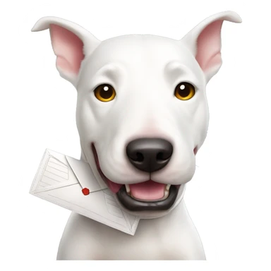 White Bull terrier with mail   sticker