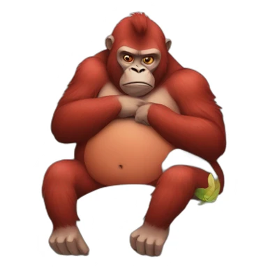 lazy fat red gorilla sticker