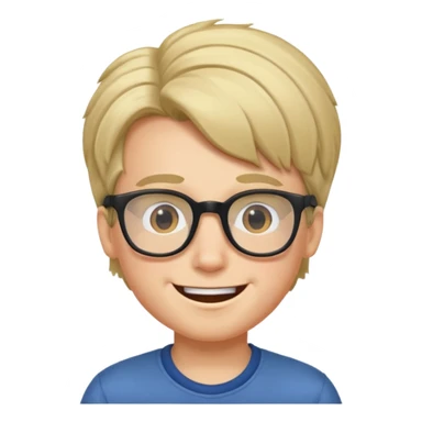 un ragazzo con gli occhiali e capelli in avavnti che fa l'occhiolino ed è felice sticker