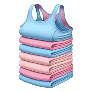 Multiple tank tops, one cream one baby blue one pink sticker
