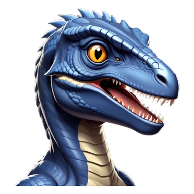 Cinematic Noble jurassic park Velociraptor Portrait Emoji, Poised and menacing, with a sleek, muscular build clad in dark, scaly skin reminiscent of jurassic park Park’s iconic raptor, a sharply curved snout and piercing, intelligent eyes that exude predatory cunning, Simplified yet boldly defined features, highly detailed, glowing with a cool, ominous radiance, high shine, intelligent and relentless, stylized with an air of cinematic prehistoric authority, focused and alert, soft glowing outline, capturing the essence of a watchful and confident jurassic park Velociraptor that appears ready to dash out of the screen with effortless power! sticker