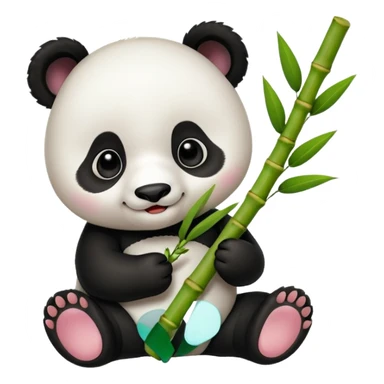 baby panda eating bamboo sticker