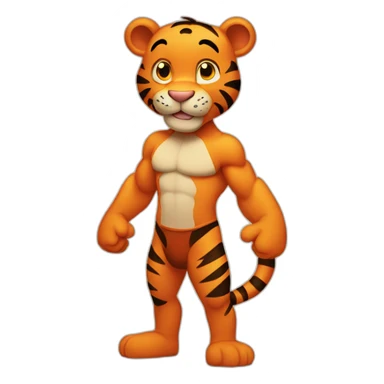 Tigger with a muscle chest and skinny arms sticker