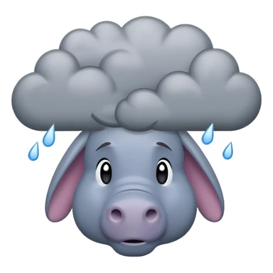 Eeyore under a raining cloud sticker