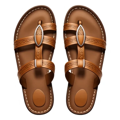 generate an ios genmoji of a kolhapuri chappal (brown) sticker