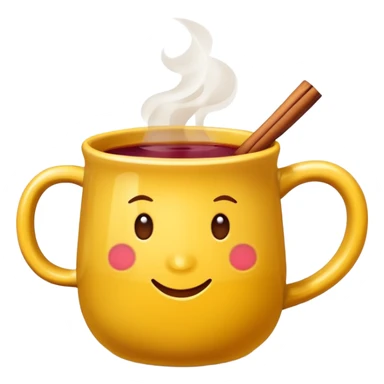 a yellow mug with steaming mulled wine without face

 sticker