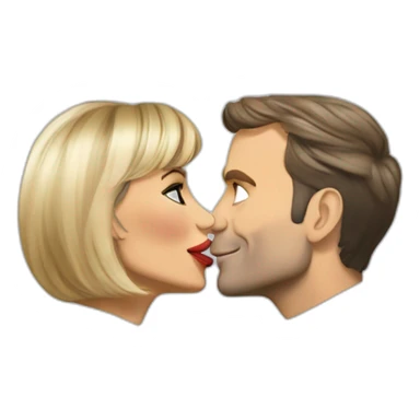 Emmanuel Macron and Brigitte Macron kissing sticker