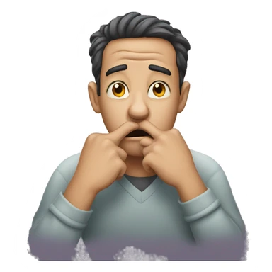 a nervous man biting his nails  sticker