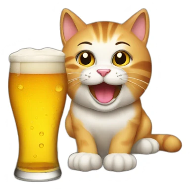 Cat drink beer sticker