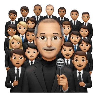 create a founder mode emoji like steve jobs having a 100 executive retreat

 sticker
