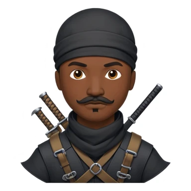 african-american web developer mustache mercenary black asymmetrical ninja hacker sticker