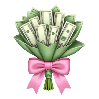 Make a bouquet of money with pink bow  sticker