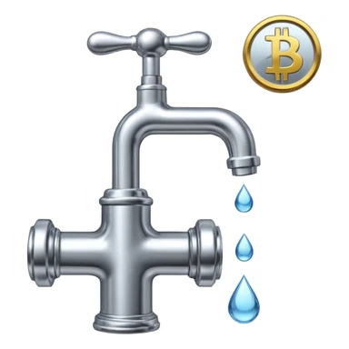hazme una canilla y que las gotas de agua sean bitcoins sticker