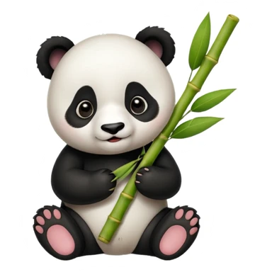 baby panda eating bamboo sticker