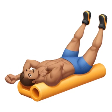 buff guy lying lats down on foam-roller sticker