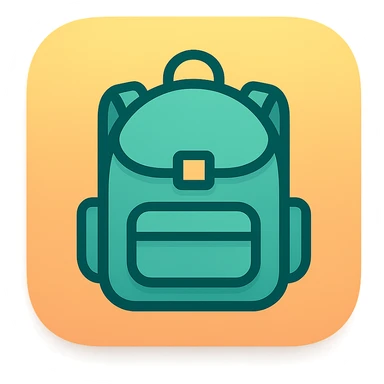 iOS app icon style for folder 'School': square with strongly rounded corners, soft color gradient, symbol of a school backpack in the center, modern look sticker