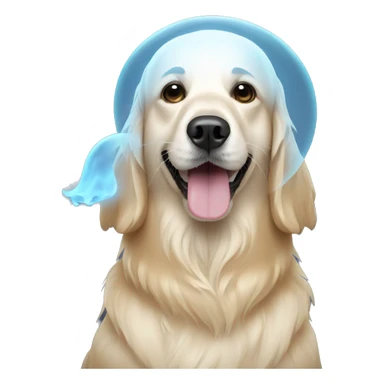 Golden retriever with ghost costume  sticker