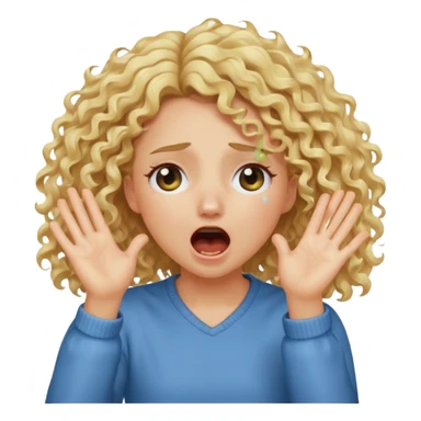 Emoji di ragazza bionda riccia che urla e mette una mano ben aperta in faccia davanti gli occhi sticker