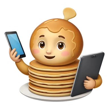 A pancake conducting a large meeting about technology  sticker