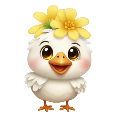 Cute small baby chicken with a flower on its head sticker
