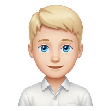 smiling boy with blue eyes in white shirt sticker