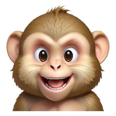 Cinematic Cheeky Macaque Portrait Emoji, Grinning mischievously with a tilted head and a playful smirk, showcasing a smart, agile build with soft, textured fur and wide, sparkling eyes pulling a funny face, Simplified yet strikingly expressive features, highly detailed, glowing with a warm, vibrant radiance, high shine, spirited and impish, stylized with an air of cheeky primate mischief, focused and teasing, soft glowing outline, capturing the essence of a cheeky macaque that looks ready to jump out of the screen with playful charm! sticker