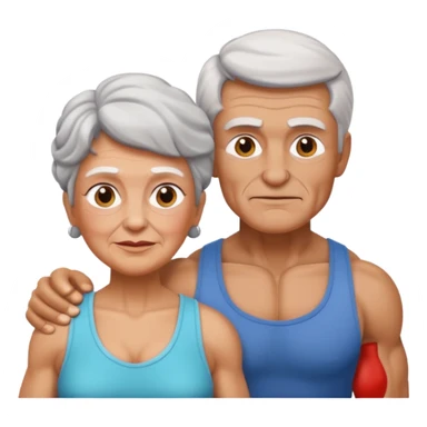 granny with a pumped up guy emoji iOS 18.1 sticker