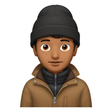 indian guy wearing a black winter hat and brown winter jacket sticker